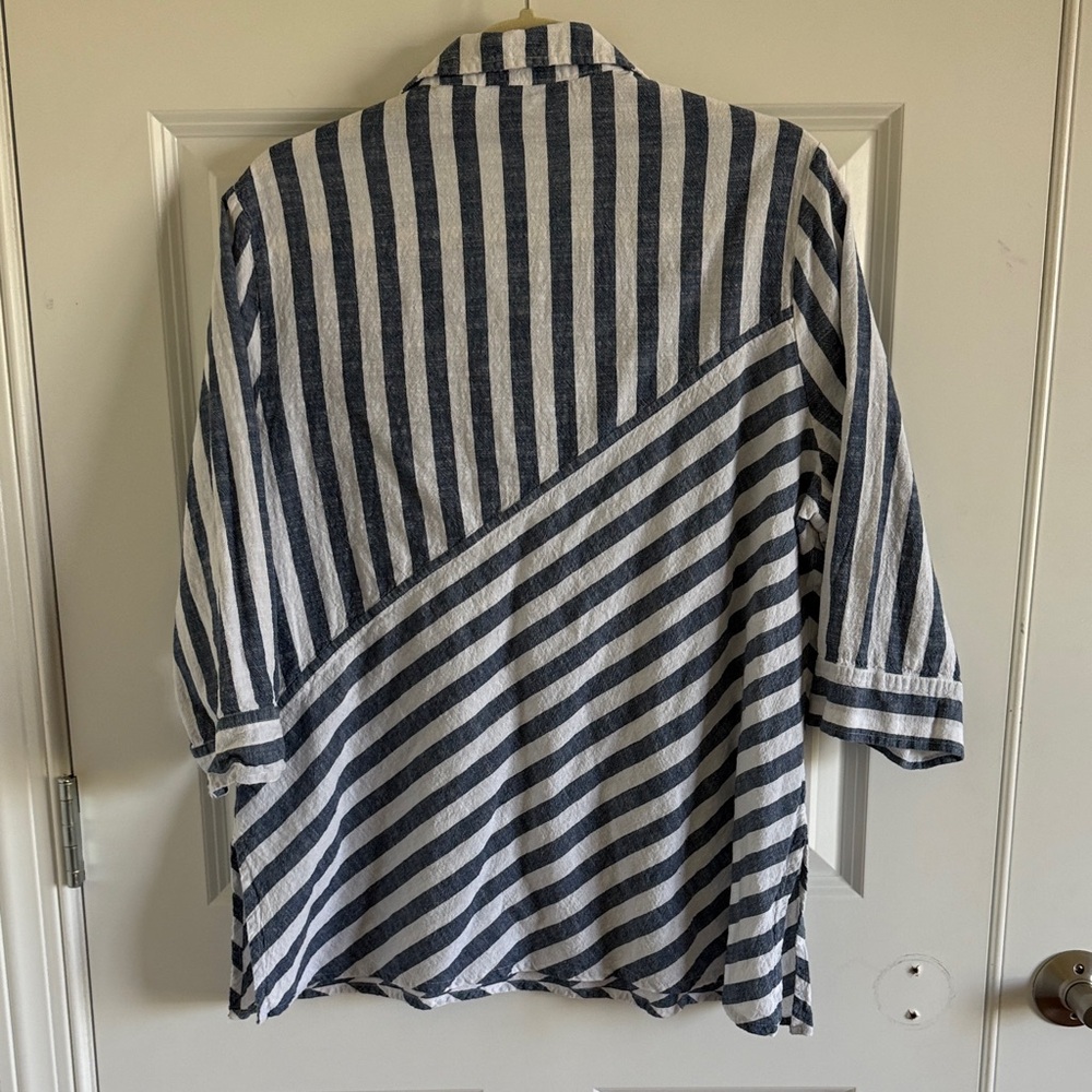 Blue Bayou Austin Striped Tunic Blue and White Top Size XL - Picture 9 of 10